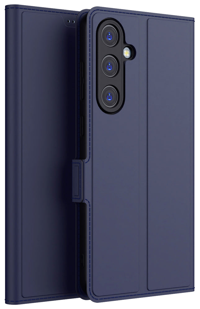 Mobizang Noble Slim Magnetic Leather Flip Case Cover for Samsung Galaxy S24 FE | Card Holder Stand Flip Wallet Case (Blue)