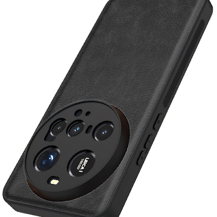 Mobizang Tux Leather Back Cover for Xiaomi 15 Ultra | Slim Shockproof Camera Protection Bumper Case (Black)