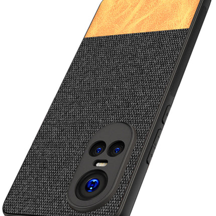 KAPA Soft Fabric & Leather Hybrid Protective Back Cover for Oppo Reno 10 / Reno 10 PRO (5G) | Shockproof Slim Hard Anti Slip Back Case (Black , Brown)