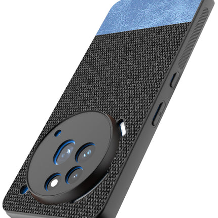 Mobizang Soft Fabric & Leather Hybrid Protective Back Cover for Nothing Phone 3A Pro | Shockproof Slim Hard Anti Slip Back Case (Black,Blue)