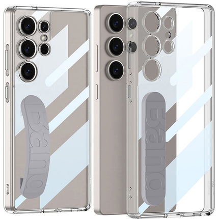 Mobizang Clear Airbag + Band Back Case for Samsung Galaxy S25 Ultra | Transparent Shockproof Slim Grip Hard Protective Cover (Grey Band)