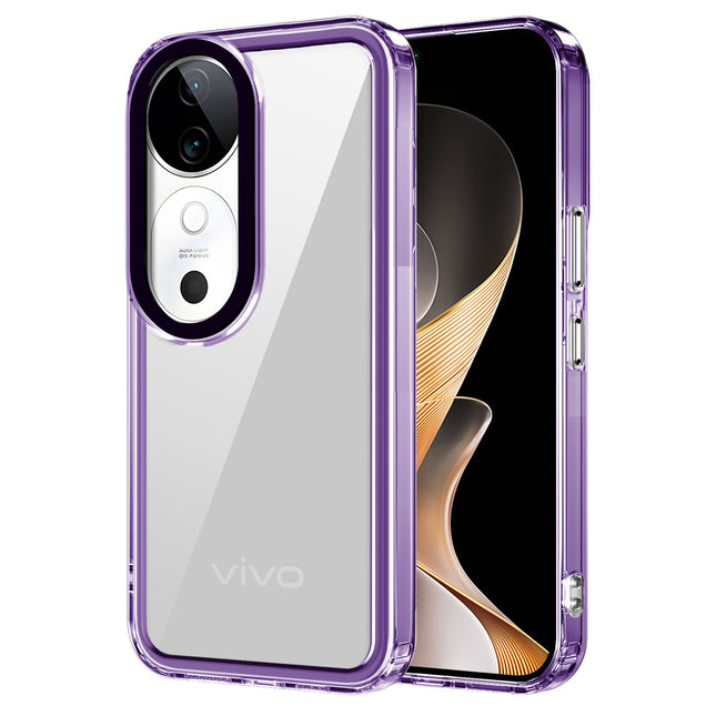Mobizang Warrior Acrylic Clear Back Cover For Vivo V31 (5G) | Slim Shockproof [Military Grade Protection] Hybrid Bumper Case (Purple Sides)
