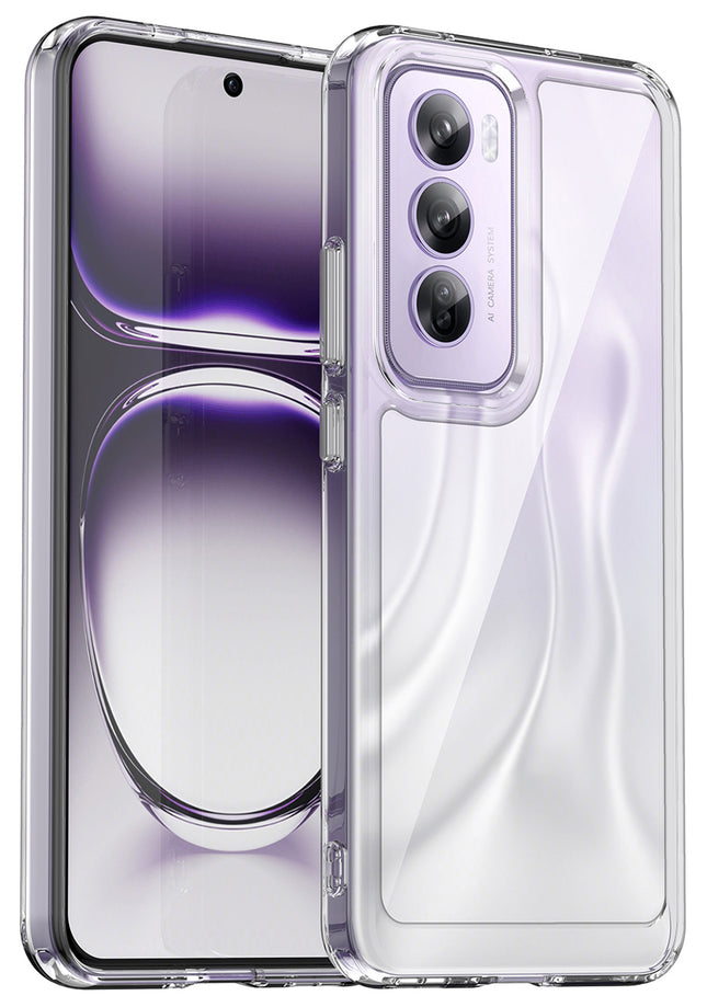 Mobizang Unicorn Acrylic Clear Back Cover For Oppo Reno 12 Pro (5G) | Slim Shockproof [Military Grade Protection] Hybrid Bumper Case (Clear Sides)