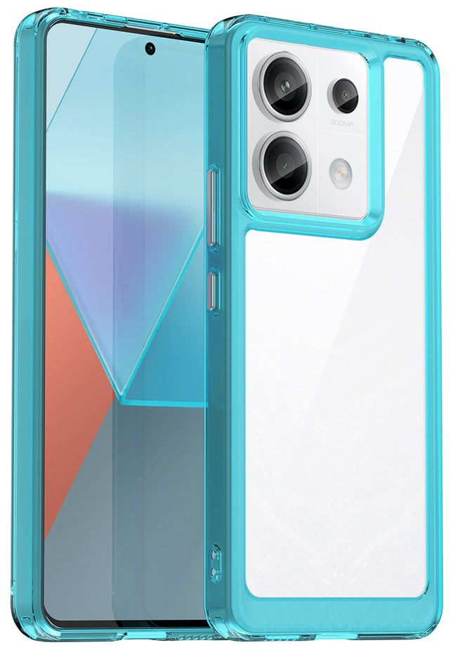 Mobizang Unicorn Acrylic Clear Back Cover For Redmi Note 13 Pro (5G) | Slim Shockproof [Military Grade Protection] Hybrid Bumper Case (Blue Sides)