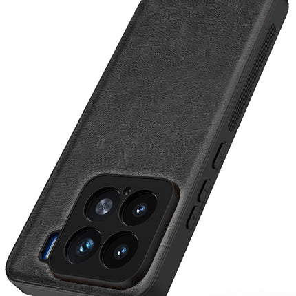 Mobizang Tux Leather Back Cover for Xiaomi 15 5G | Slim Shockproof Camera Protection Bumper Case (Black)