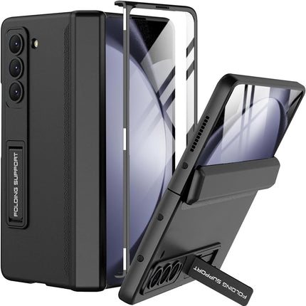 Mobizang Magnetic Hinge With Inbuilt Stand Case for Samsung Galaxy Z Fold 5 | Shockproof Stand Hybrid Bumper Back Cover (Black)