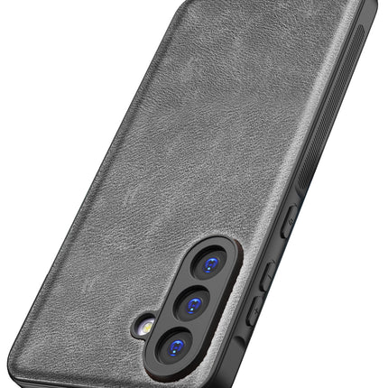 Mobizang Tux Leather Back Cover for Samsung Galaxy A36 | Slim Shockproof Camera Protection Bumper Case (Grey)