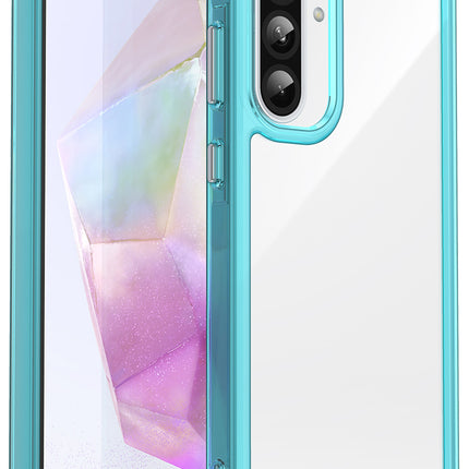 Mobizang Unicorn Acrylic Clear Back Cover For Samsung Galaxy A56 | Slim Shockproof [Military Grade Protection] Hybrid Bumper Case (Blue Sides)