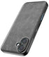 Mobizang Tux Leather Back Cover for Apple iPhone 16 Plus | Slim Shockproof Camera Protection Bumper Case (Grey)