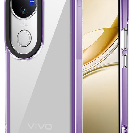 Mobizang Warrior Acrylic Clear Back Cover For Vivo V50 5G | Slim Shockproof [Military Grade Protection] Hybrid Bumper Case (Purple Sides)
