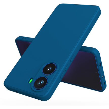 Mobizang Matte Protective Lens Flexible Back Cover for Poco X7 Pro 5G | Slim Silicone with Soft Lining Shockproof Full Body Bumper Case (Blue)
