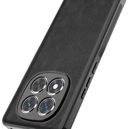 Mobizang Tux Leather Back Cover for Redmi Note 14 Pro (5G) | Slim Shockproof Camera Protection Bumper Case (Black)