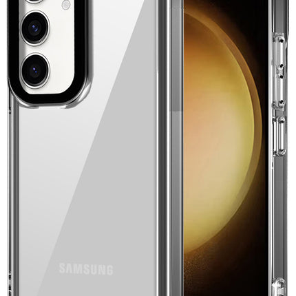 Mobizang Warrior Acrylic Clear Back Cover For Samsung Galaxy S25 | Slim Shockproof [Military Grade Protection] Hybrid Bumper Case (Grey Sides)