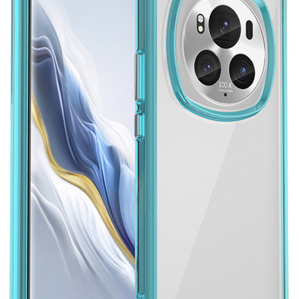 Mobizang Unicorn Acrylic Clear Back Cover For Honor Magic 6 PRO | Slim Shockproof [Military Grade Protection] Hybrid Bumper Case (Blue Sides)