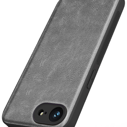 Mobizang Tux Leather Back Cover for Apple iPhone 16E | Slim Shockproof Camera Protection Bumper Case (Grey)