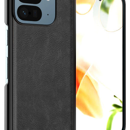 Mobizang Tux Leather Back Cover for Google Pixel 9 Pro Fold | Slim Shockproof Camera Protection Bumper Case (Black)