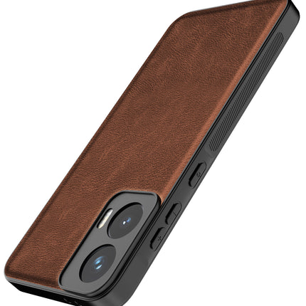 Mobizang Tux Leather Back Cover for Moto G35 | Slim Shockproof Camera Protection Bumper Case (Brown)