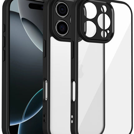 Mobizang Hawkeye Clear Back Cover for Apple iPhone 16 Pro Max | Camera Lens Protector Shockproof Slim Clear Case Cover (Black Sides)