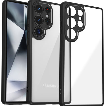 Mobizang Hawkeye Clear Back Cover for Samsung Galaxy S25 Ultra | Camera Lens Protector Shockproof Slim Clear Case Cover (Black Sides)