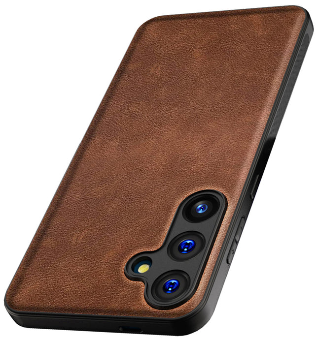 Kapa Tux Leather Back Cover for Samsung Galaxy A55 (5G) | Slim Shockproof Camera Protection Bumper Case (Brown)