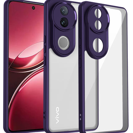 Mobizang Hawkeye Clear Back Cover for Vivo V50 5G | Camera Lens Protector Shockproof Slim Clear Case Cover (Purple Sides)