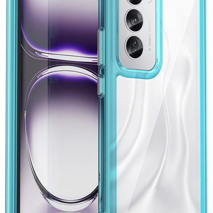 Mobizang Unicorn Acrylic Clear Back Cover For Oppo Reno 12 (5G) | Slim Shockproof [Military Grade Protection] Hybrid Bumper Case (Blue Sides)