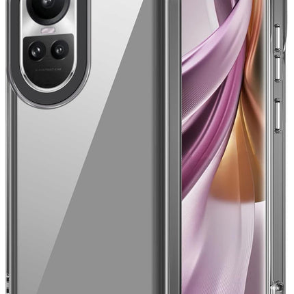 Mobizang Warrior Acrylic Clear Back Cover For Oppo Reno 10 / Reno 10 PRO | Slim Shockproof [Military Grade Protection] Hybrid Bumper Case (Black Sides)