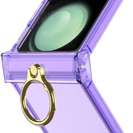 Mobizang Clear Airbag Ring Back Case for Samsung Galaxy Flip6 / Z Flip 6 | Transparent Shockproof Slim Hard Protective Cover (Purple)