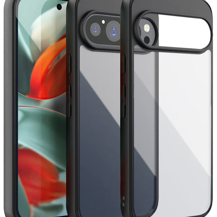 Mobizang Hawkeye Clear Back Cover for Google Pixel 9 / Pixel 9 PRO | Camera Lens Protector Shockproof Slim Clear Case Cover (Black)