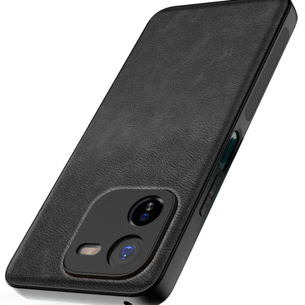 Mobizang Tux Leather Back Cover for IQOO Z9X | Slim Shockproof Camera Protection Bumper Case (Black)
