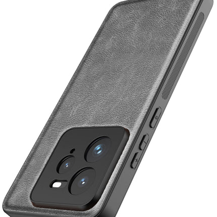 Mobizang Tux Leather Back Cover for Realme GT 7 PRO | Slim Shockproof Camera Protection Bumper Case (Grey)