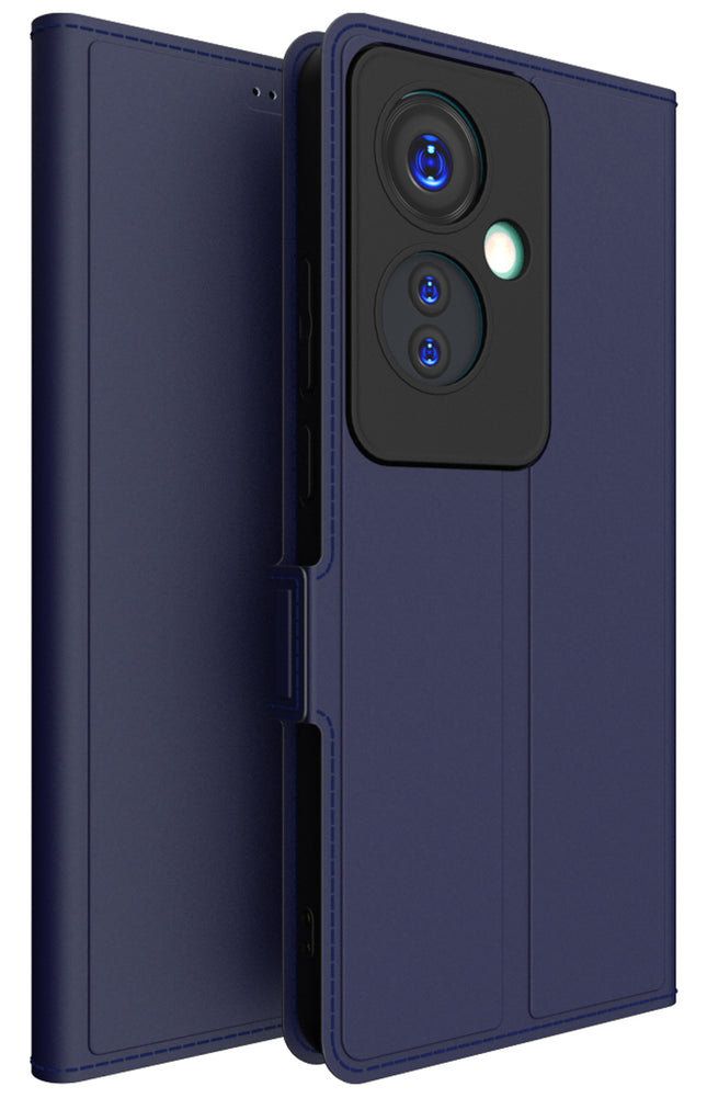 Kapa Noble Slim Magnetic Leather Flip Case Cover for OPPO F25 Pro (5G) | Card Holder Stand Flip Wallet Case (Blue)
