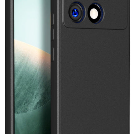 Kapa Matte Protective Lens Flexible Back Cover for Poco X6 PRO | Slim Silicone with Soft Lining Shockproof Full Body Bumper Case (Black)