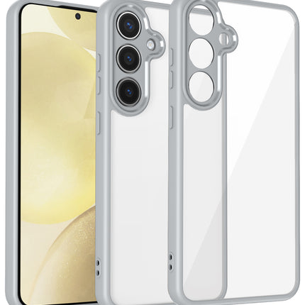 Mobizang Hawkeye Clear Back Cover for Samsung Galaxy S25 | Camera Lens Protector Shockproof Slim Clear Case Cover (Grey Sides)