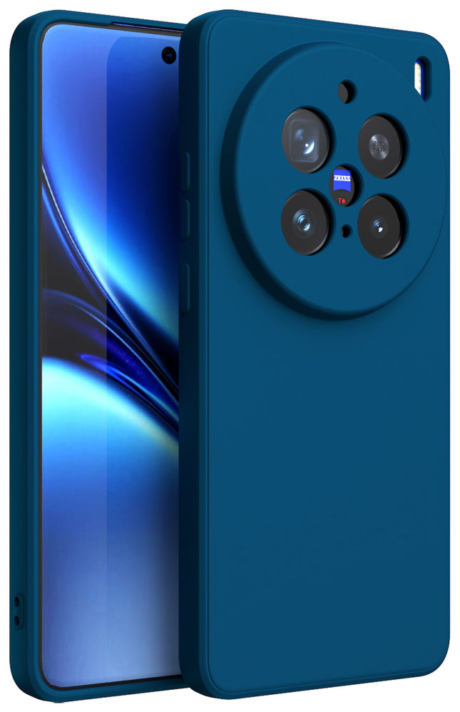 Mobizang Matte Protective Lens Flexible Back Cover for Vivo X200 Pro (5G) | Slim Silicone with Soft Lining Shockproof Full Body Bumper Case (Blue)