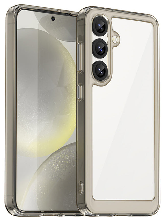 Mobizang Unicorn Acrylic Clear Back Cover For Samsung Galaxy S25 | Slim Shockproof [Military Grade Protection] Hybrid Bumper Case (Grey Sides)