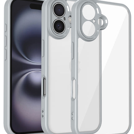 Mobizang Hawkeye Clear Back Cover for Apple iPhone 16 | Camera Lens Protector Shockproof Slim Clear Case Cover (Grey Sides)