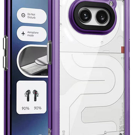 Mobizang Warrior Acrylic Clear Back Cover For Nothing Phone 2A | Slim Shockproof [Military Grade Protection] Hybrid Bumper Case (Purple Sides)