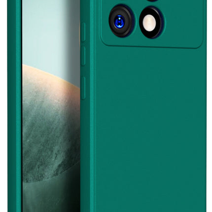 Mobizang Matte Protective Lens Flexible Back Cover for Poco X6 PRO | Slim Silicone with Soft Lining Shockproof Full Body Bumper Case (Green)