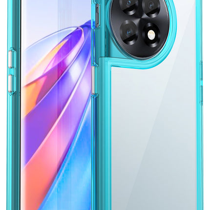 Mobizang Unicorn Acrylic Clear Back Cover For OnePlus 11R | Slim Shockproof [Military Grade Protection] Hybrid Bumper Case (Blue Sides)