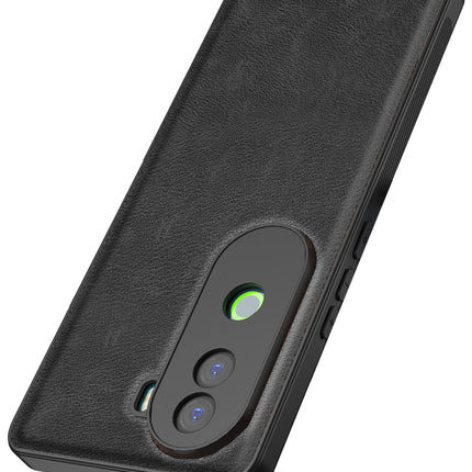 Mobizang Tux Leather Back Cover for Vivo V40E / iQOO Z9S | Slim Shockproof Camera Protection Bumper Case (Black)