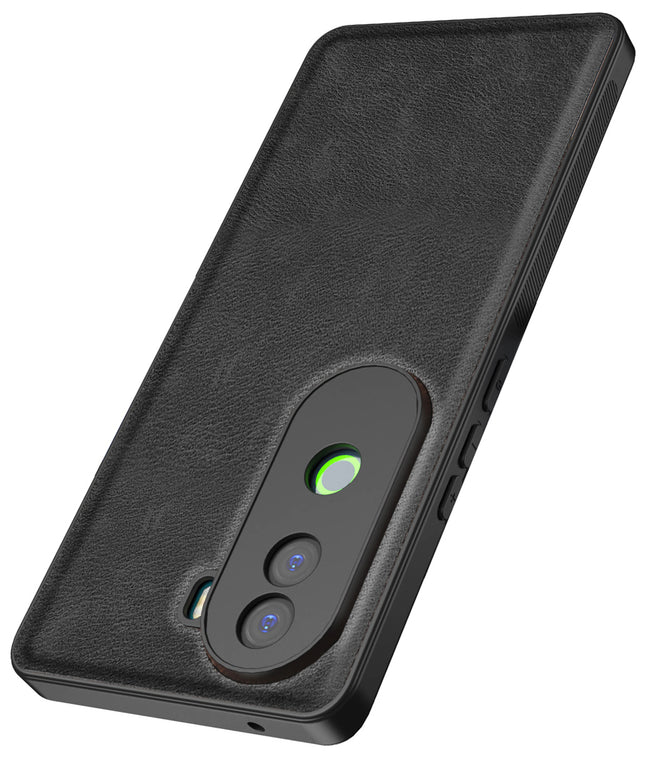 Mobizang Tux Leather Back Cover for Vivo V40E / iQOO Z9S | Slim Shockproof Camera Protection Bumper Case (Black)