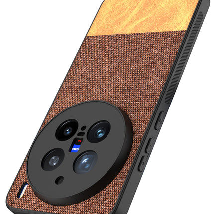 Mobizang Soft Fabric & Leather Hybrid Protective Back Cover for Vivo X200 Pro (5G) | Shockproof Slim Hard Anti Slip Back Case (Brown)