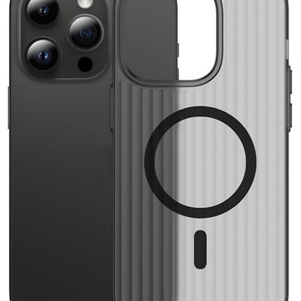 Mobizang Matte Magnetic Wave Grip Back Cover for Apple iPhone 16 Pro | [MagSafe Compatible] Wireless charging, Slim, Metal Buttons, Frosted Back Case (Grey)