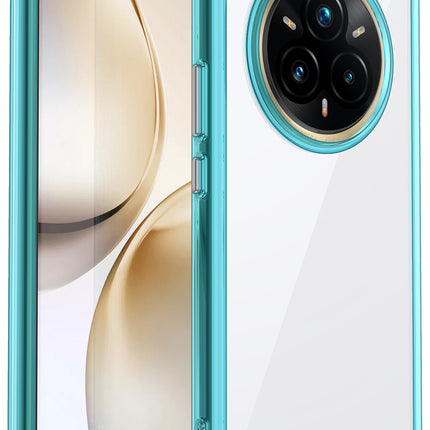 Mobizang Unicorn Acrylic Clear Back Cover For Realme 14 Pro+ (Plus) 5G | Slim Shockproof [Military Grade Protection] Hybrid Bumper Case (Blue Sides)