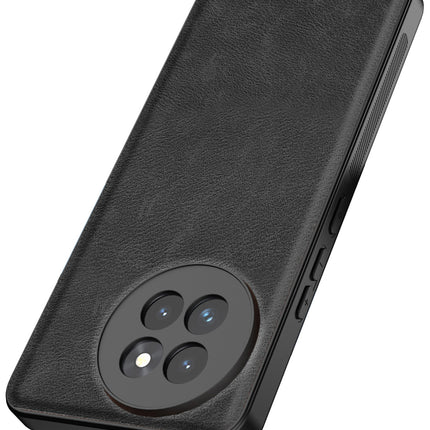 Mobizang Tux Leather Back Cover for Xiaomi 14 Civi | Slim Shockproof Camera Protection Bumper Case (Black)