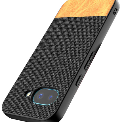 Mobizang Soft Fabric & Leather Hybrid Protective Back Cover for Google Pixel 9A | Shockproof Slim Hard Anti Slip Back Case (Black,Brown)