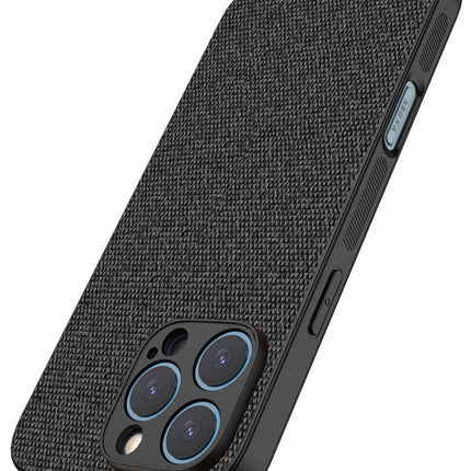 Mobizang Soft Full Fabric Protective Back Case Cover for Apple iPhone 16 Pro Max | Shockproof Slim Hard Anti Slip Back Case (Black)