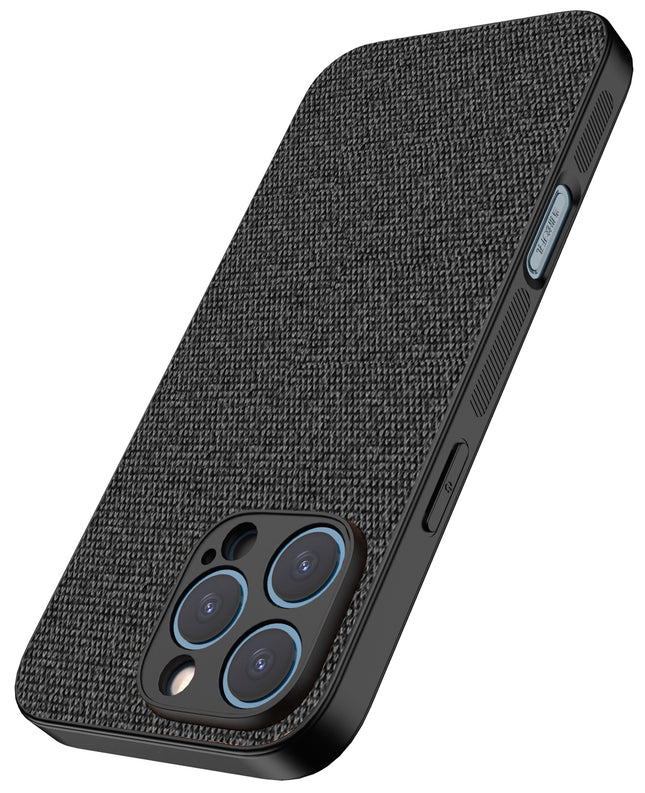 Mobizang Soft Full Fabric Protective Back Case Cover for Apple iPhone 16 Pro Max | Shockproof Slim Hard Anti Slip Back Case (Black)