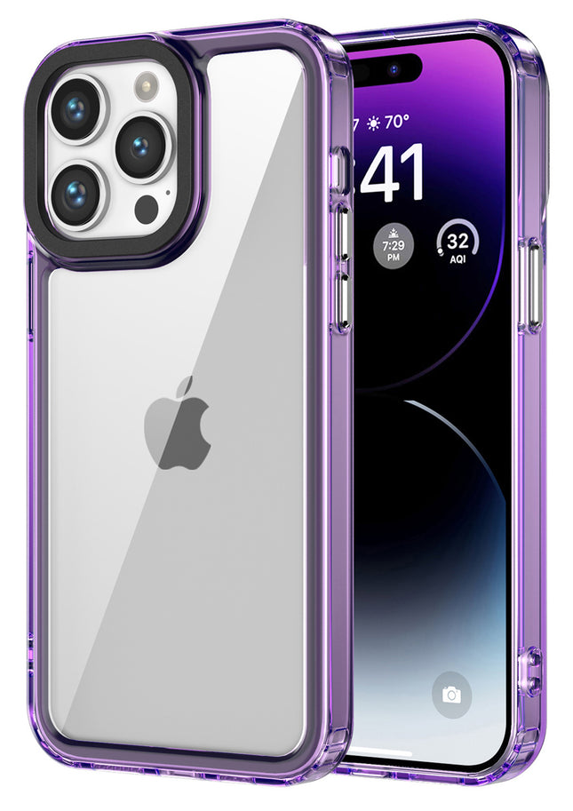Mobizang Warrior Acrylic Clear Back Cover For Apple iPhone 16 Pro | Slim Shockproof [Military Grade Protection] Hybrid Bumper Case (Purple Sides)